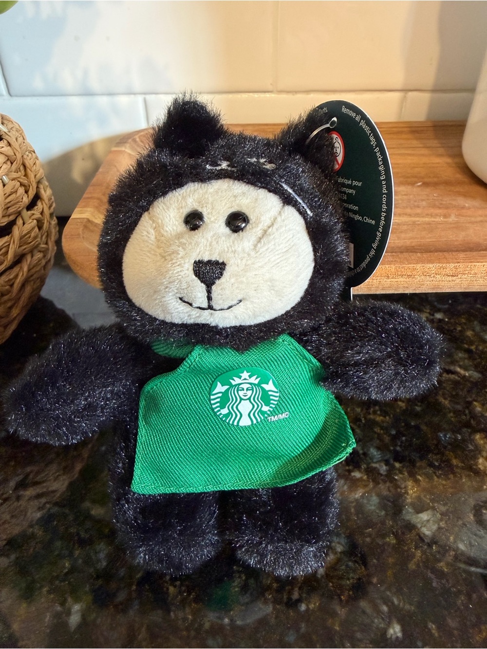 Starbucks Halloween Barista Black Cat Plush Keychain 2026 Limited Edition